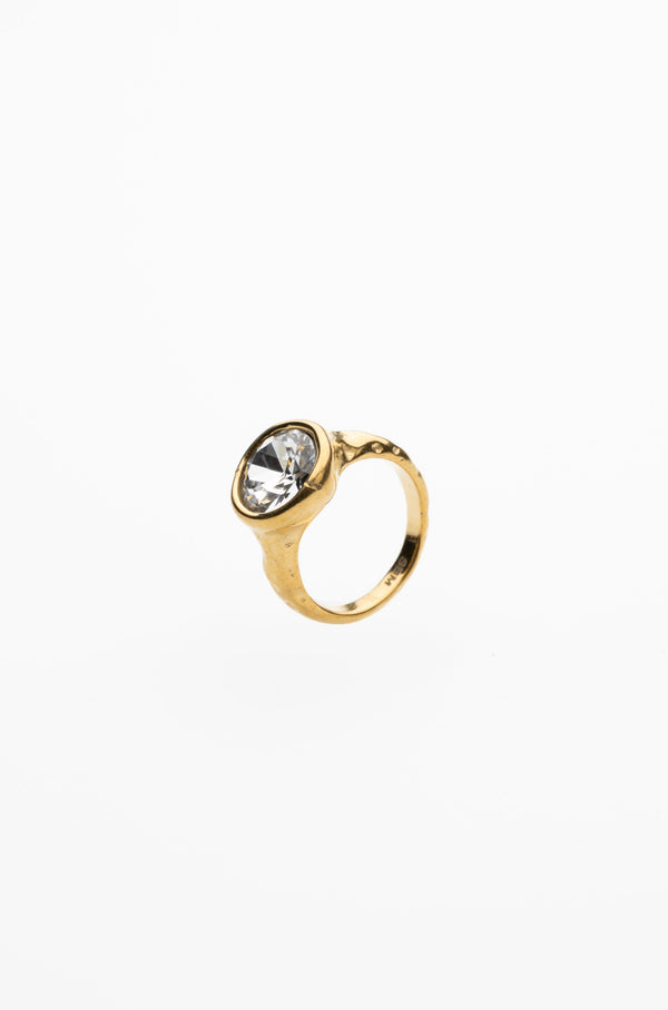 Bague Ronde En Cristal Blanc