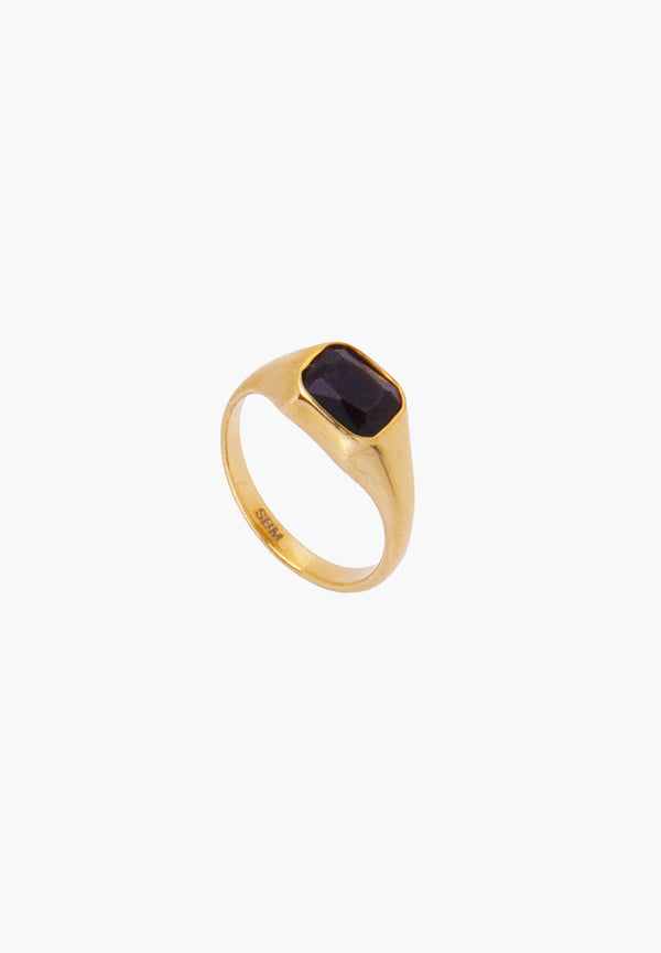 Bague Rectangulaire Noire