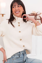 ANOUCK Écru - Cardigan Col Victorien