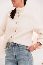 ANOUCK Écru - Cardigan Col Victorien