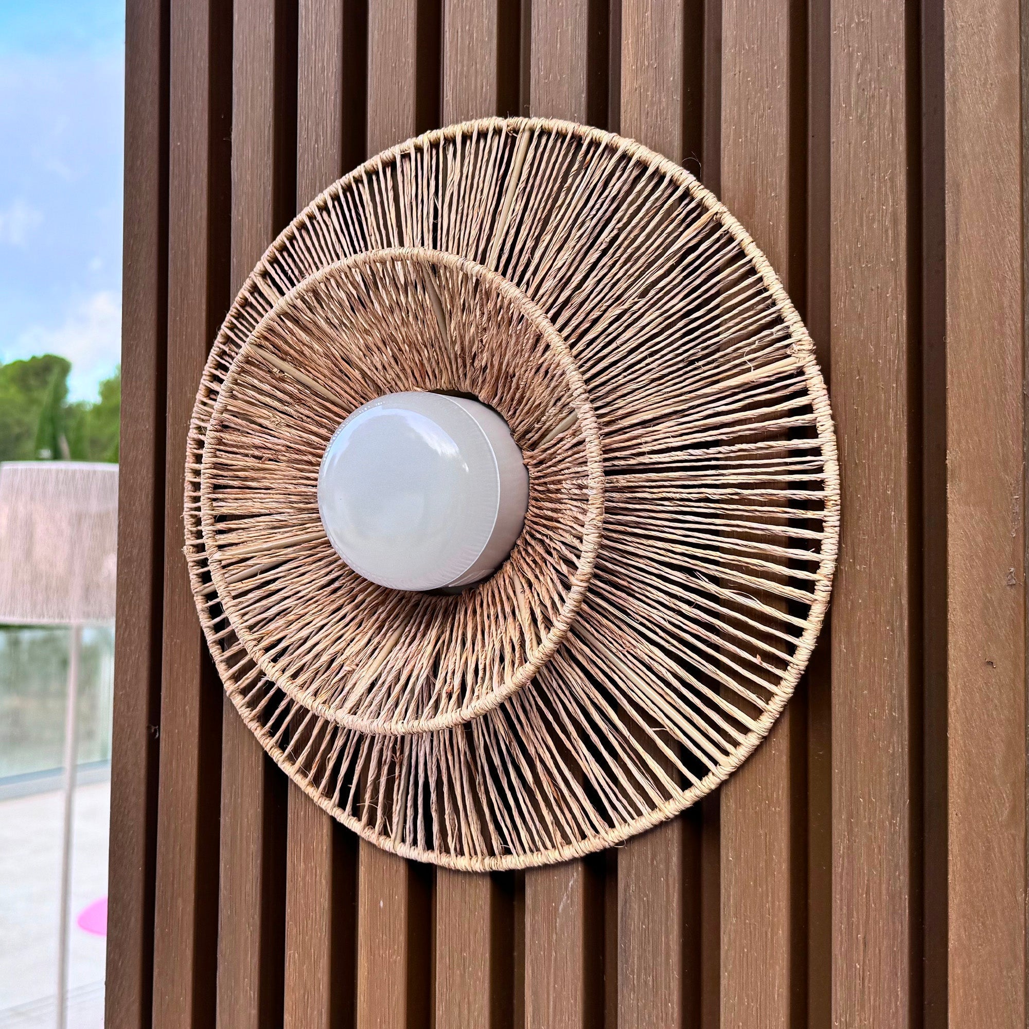 Dalia - Applique Murale Sans Fil - Rotin - Beige