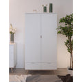 Armoire 2 Portes 2 Tiroirs Avec Penderie H180 cm - Copenhague - Blanc