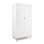 Armoire 2 Portes 2 Tiroirs Avec Penderie H180 cm - Copenhague - Blanc
