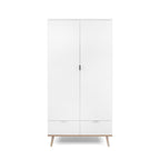 Armoire 2 Portes 2 Tiroirs Avec Penderie H180 cm - Copenhague - Blanc
