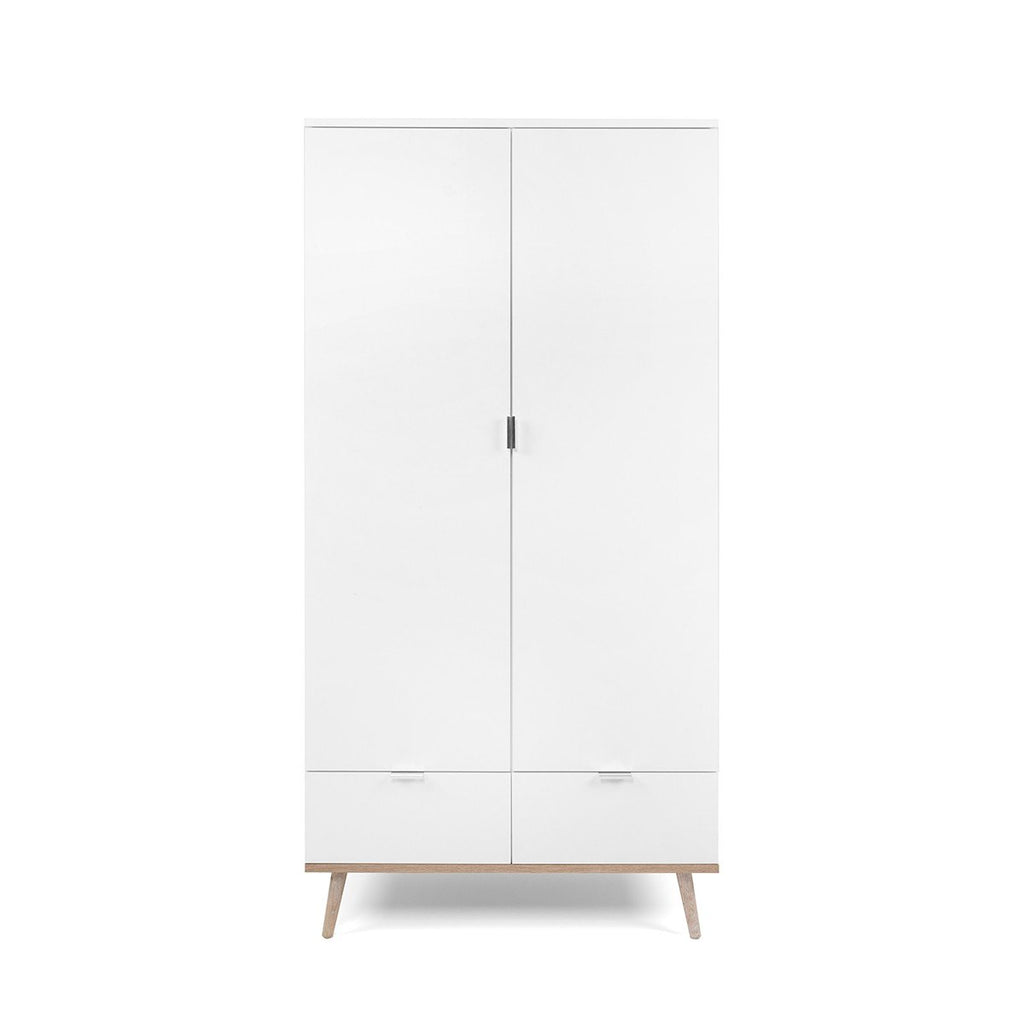 Armoire 2 Portes 2 Tiroirs Avec Penderie H180 cm - Copenhague - Blanc