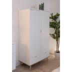 Armoire 2 Portes 2 Tiroirs Avec Penderie H180 cm - Copenhague - Blanc