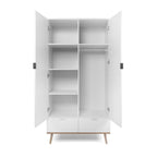 Armoire 2 Portes 2 Tiroirs Avec Penderie H180 cm - Copenhague - Blanc