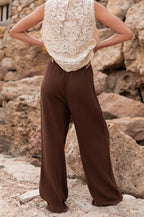 ASIANNA Chocolat - Pantalon Gaze De Coton