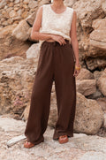ASIANNA Chocolat - Pantalon Gaze De Coton