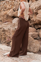 ASIANNA Chocolat - Pantalon Gaze De Coton