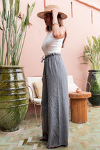 ASIANNA Gris - Pantalon Gaze De Coton