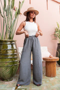 ASIANNA Gris - Pantalon Gaze De Coton
