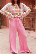 ASIANNA Rose - Pantalon Gaze De Coton