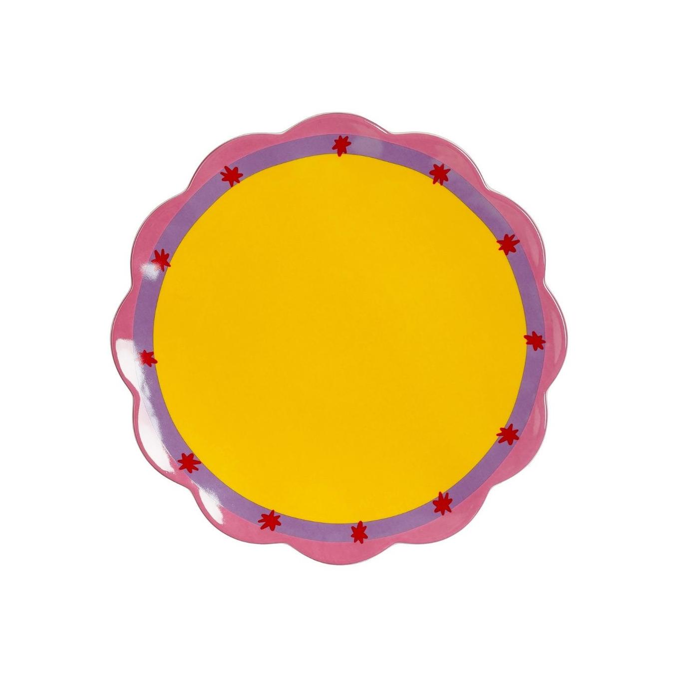 assiette stellina bords ondulés et petites étoiles rouge