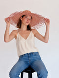 Chapeau Paille Aurora - Natural & Fuschia