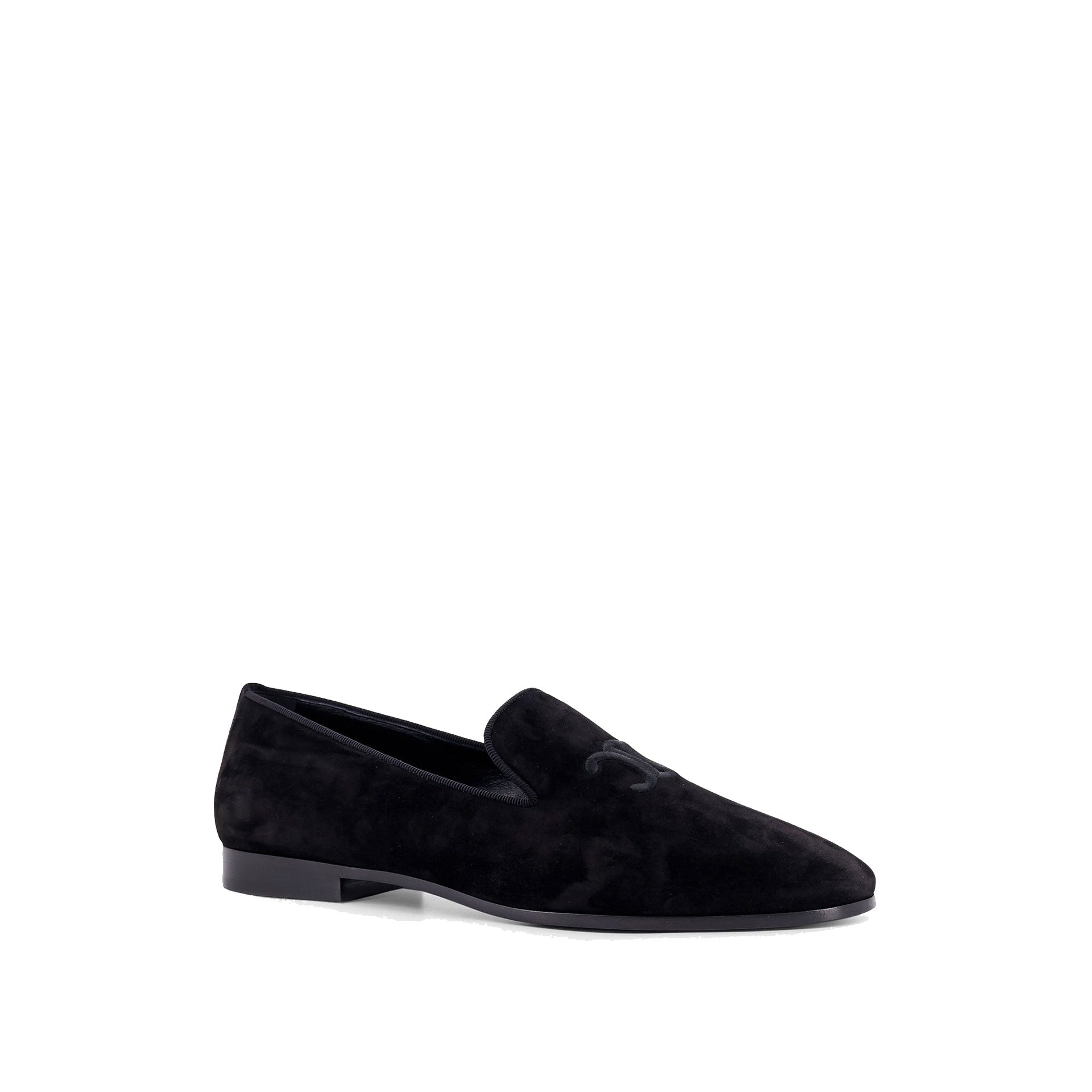 Mocassins Celine Velvet With Embroidered Triomphe Logo - Black - Homme