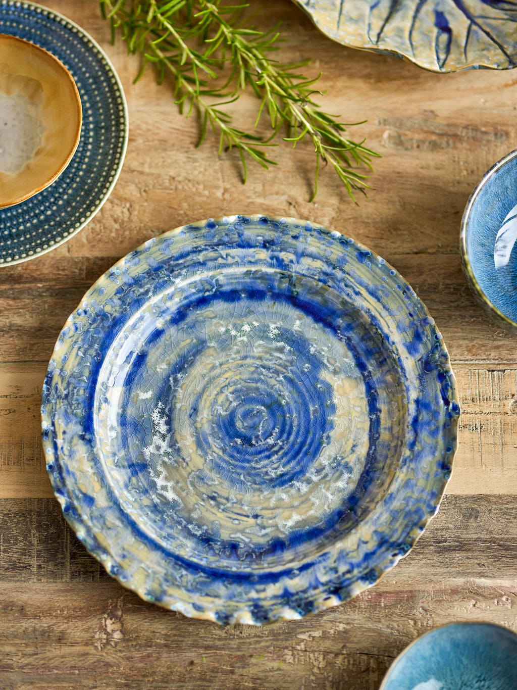 Rowan - Plat De Service - Bleu - Grès