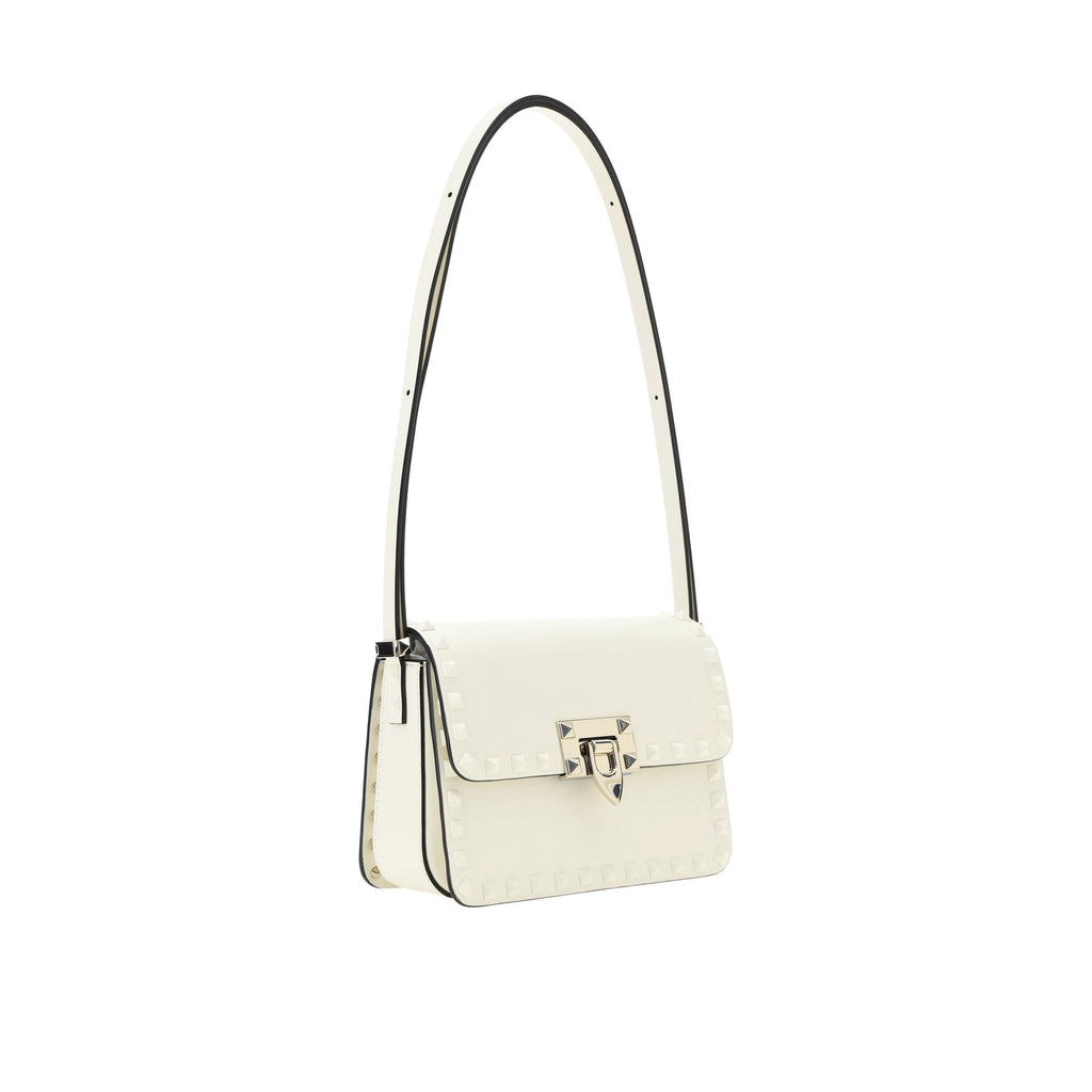 Valentino Garavani Rockstud Leather Shoulder Bag - White - Femme