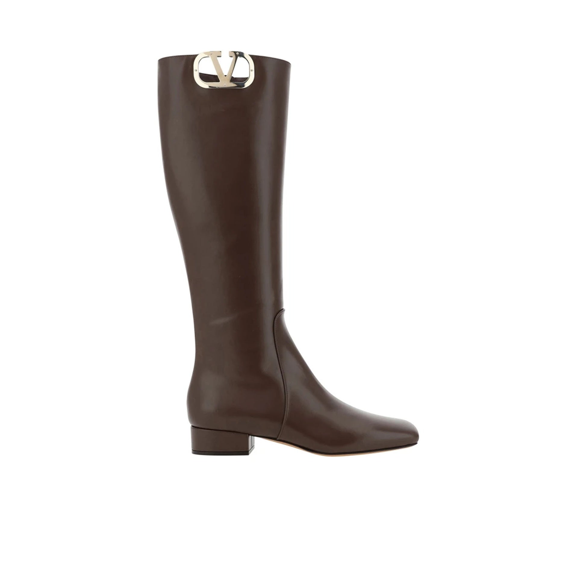 Bottes Valentino Garavani Leather Logo - Brown - Femme