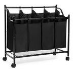 Bac À Linge Avec 4 Sacs Amovibles Noirs Sur Roulettes - L87,5 cm - Gris