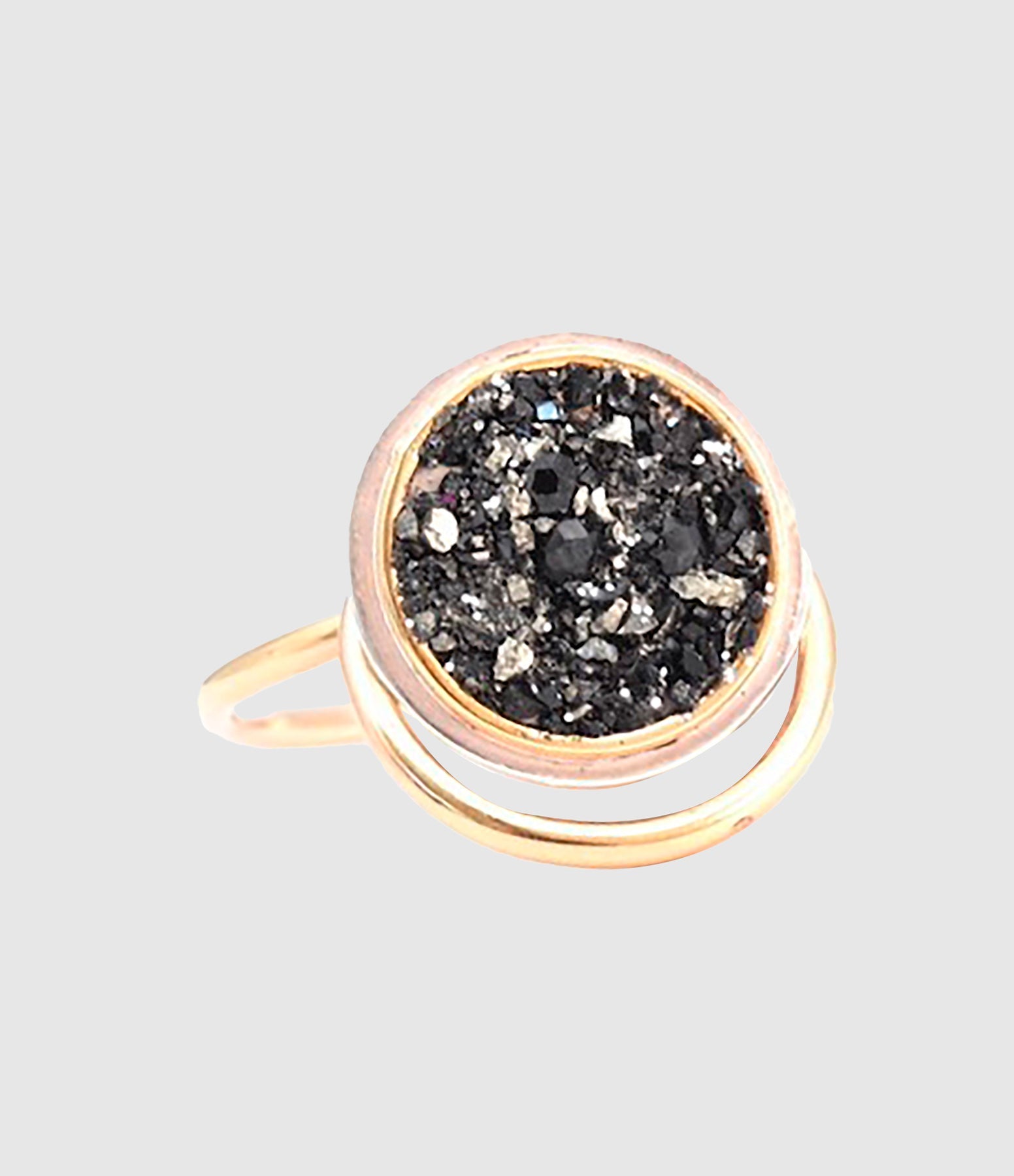 Lsonge - Bague Sublime Articulée Bliss Noir Or Jaune - Femme