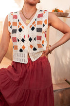 BALAMA Beige - Gilet Crochet