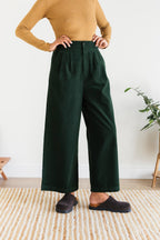 meta-preview, high-waisted green corduroy trousers