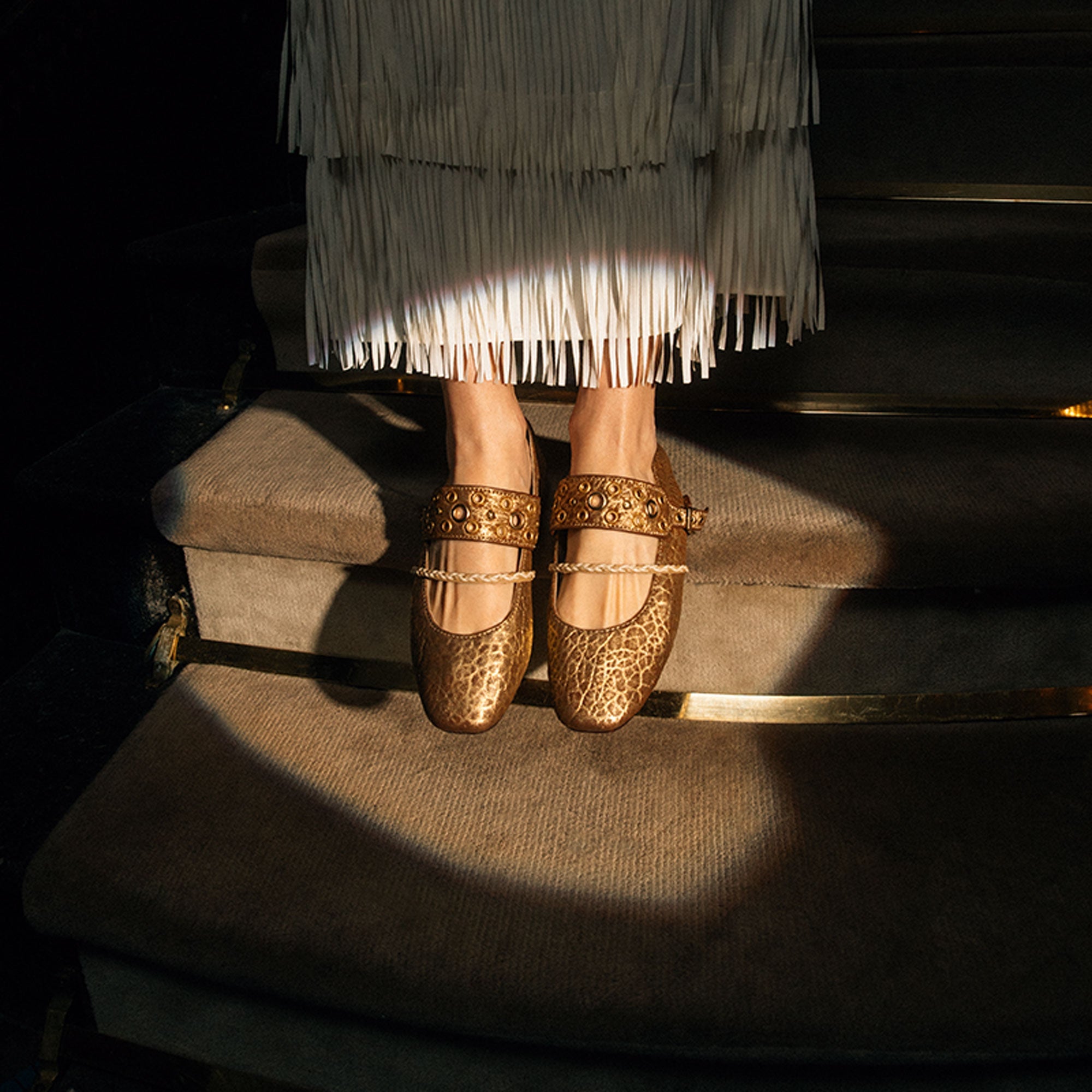 Ballerines Adele Cuir Bubble Or Antique