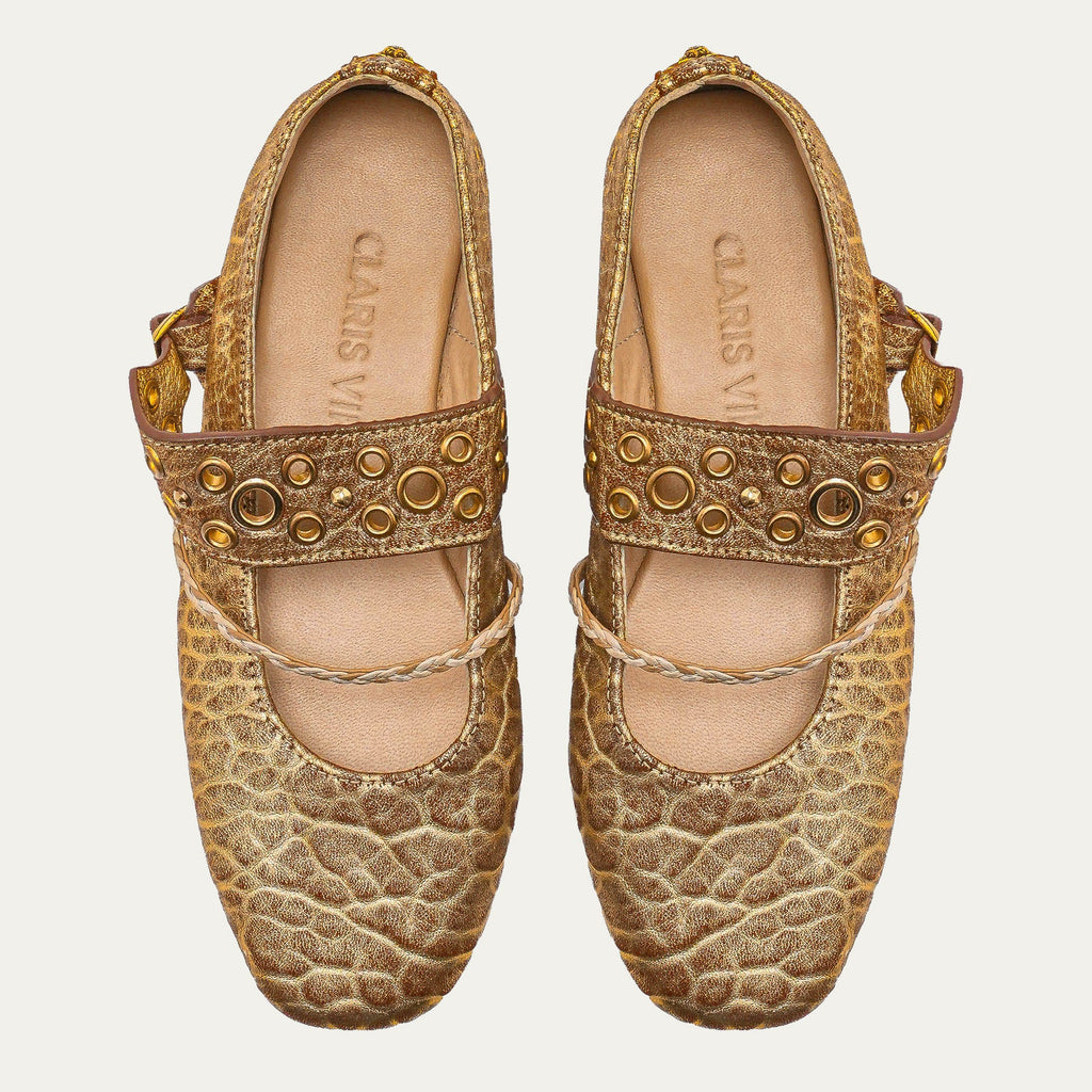 Ballerines Adele Cuir Bubble Or Antique