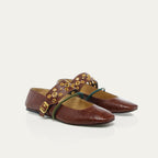 Ballerines Adele Cuir Cognac Or