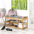 Banc À Chaussures En Bambou Avec 2 Étagères L100 cm - Décor Bois