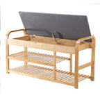 Banc À Chaussures En Bambou Avec 2 Étagères L100 cm - Décor Bois