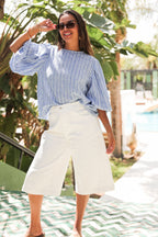 BAPTISTE Blanc - Bermuda Jean