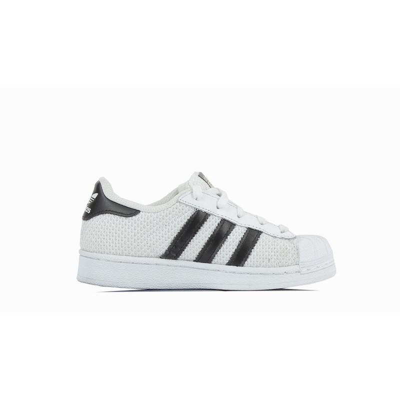 Baskets Adidas Originals Superstar Cadet Blanc / Noir Quadrillé - Enfant - Adidas1 - The Bradery