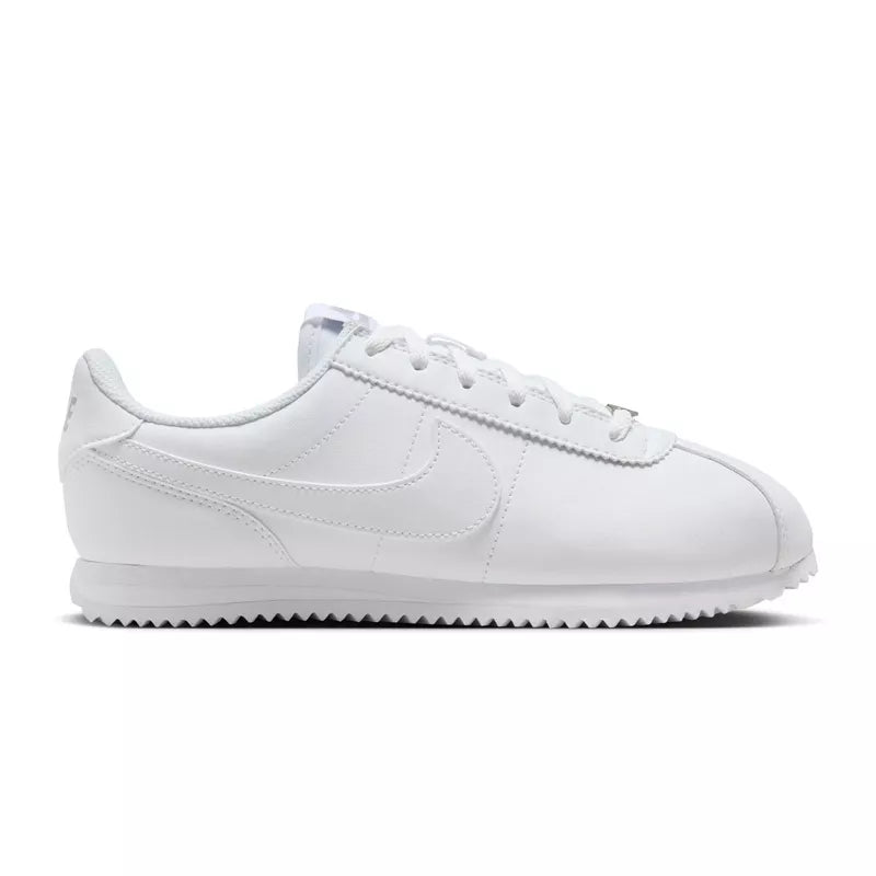 Baskets Nike Cortez Leather Gs - Blanc, Gris .