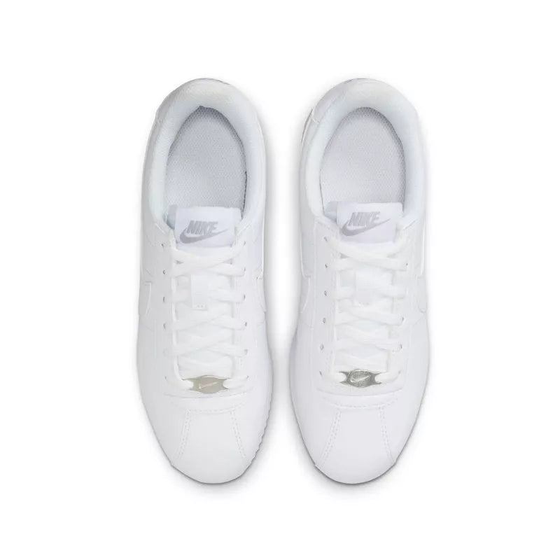 Baskets Nike Cortez Leather Gs - Blanc, Gris .