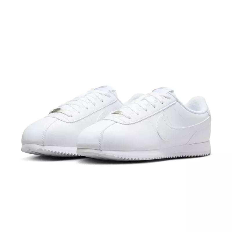 Baskets Nike Cortez Leather Gs - Blanc, Gris .