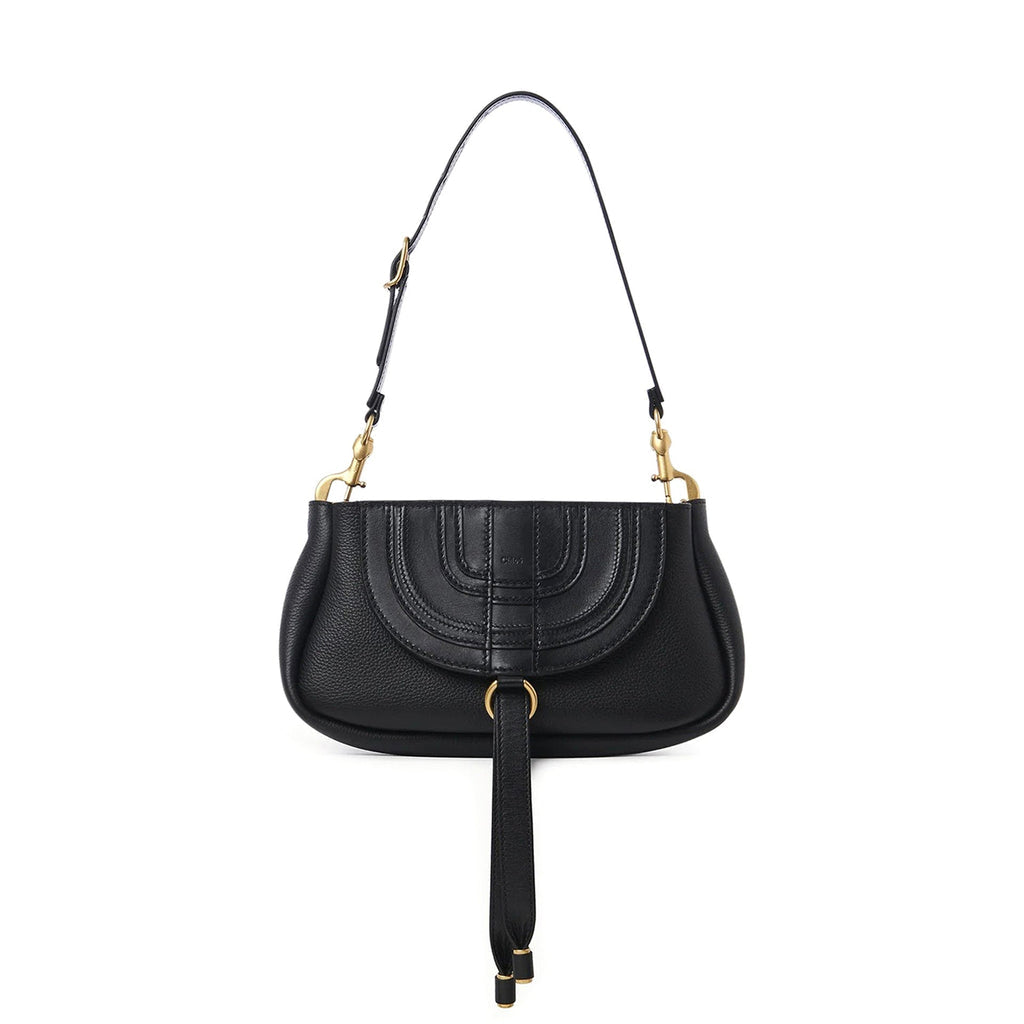 Chloe Leather Marcie Shoulder Bag - Black - Femme