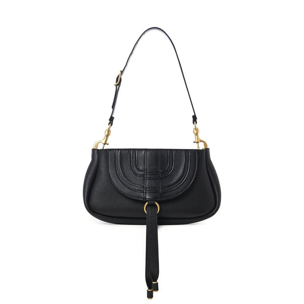 Chloe Leather Marcie Shoulder Bag - Black - Femme