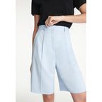 The Kooples - Bermuda Bleu Ciel Laine À Plis - Femme