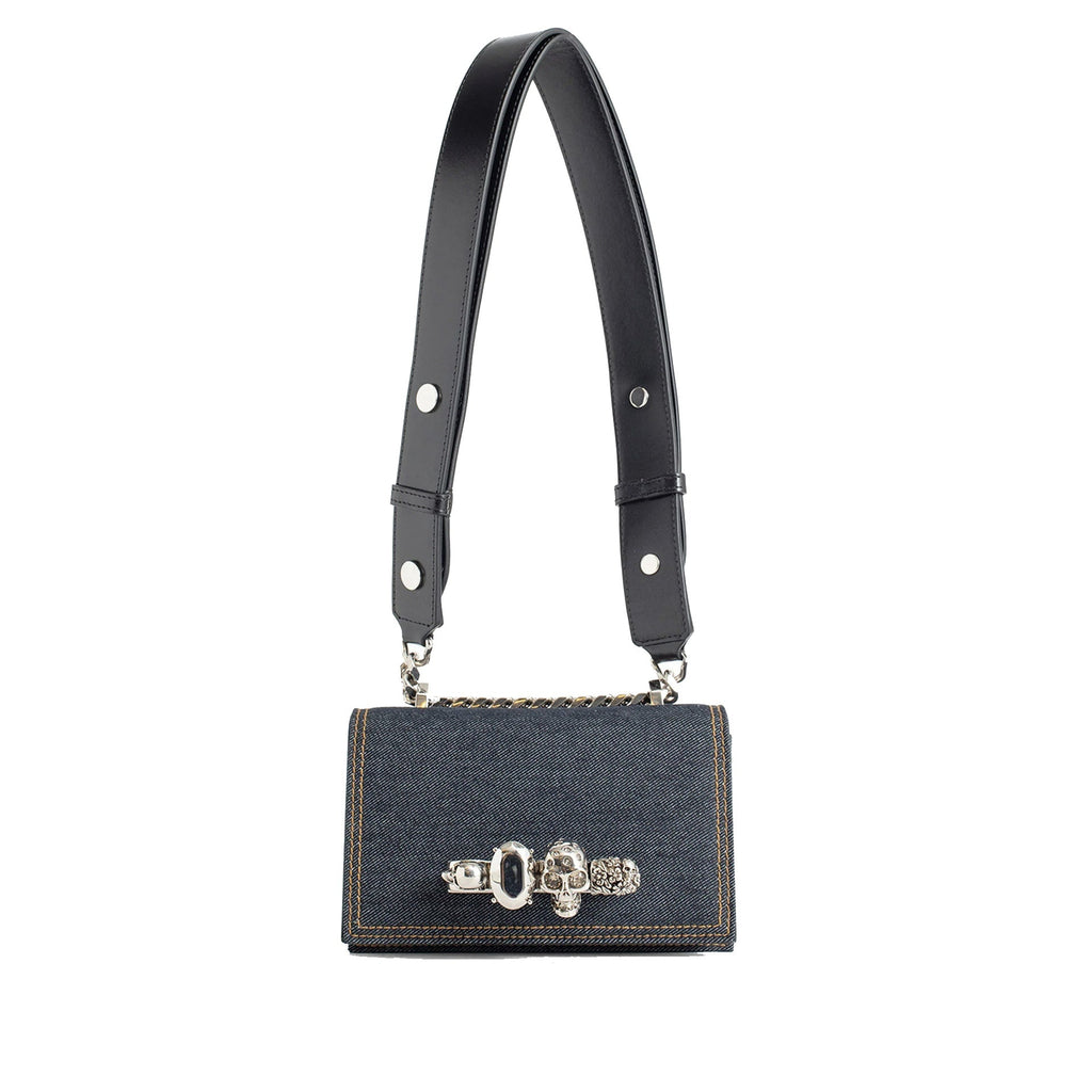 Alexander Mcqueen Jeweled Denim Bag - Blue - Femme