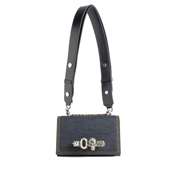 Alexander Mcqueen Jeweled Denim Bag - Blue - Femme