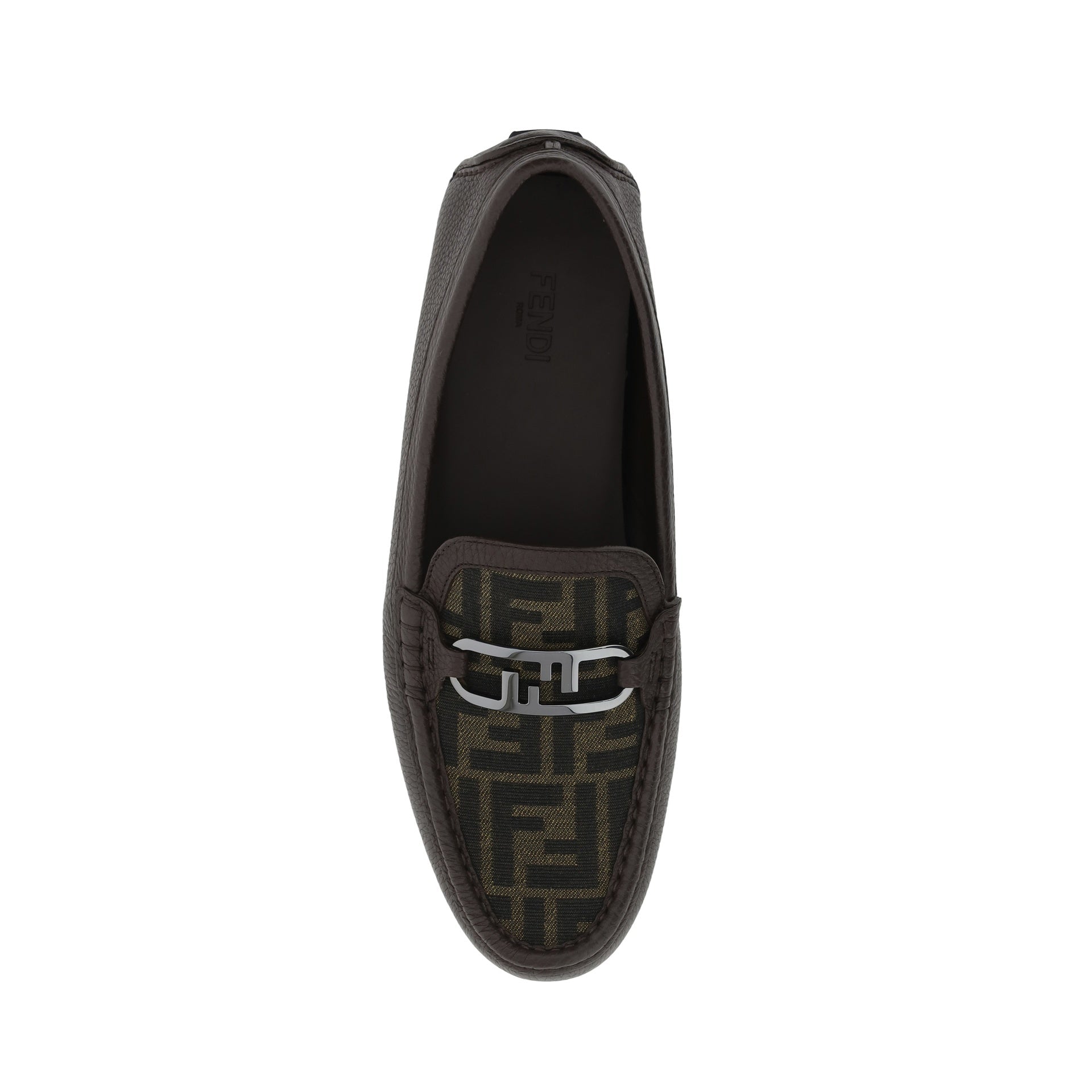 Mocassins Fendi Leather Monogram - Brown - Homme