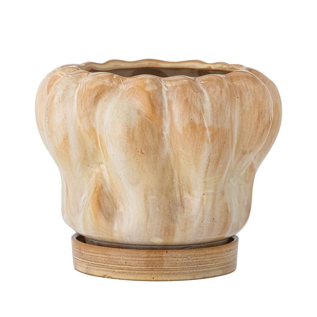 Hollis - Cache-Pot Avec Soucoupe - Naturel - Grès
