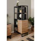 Bibliothèque 2 Portes Et Niches De Rangement H165cm - Sumatra - Gris Foncé