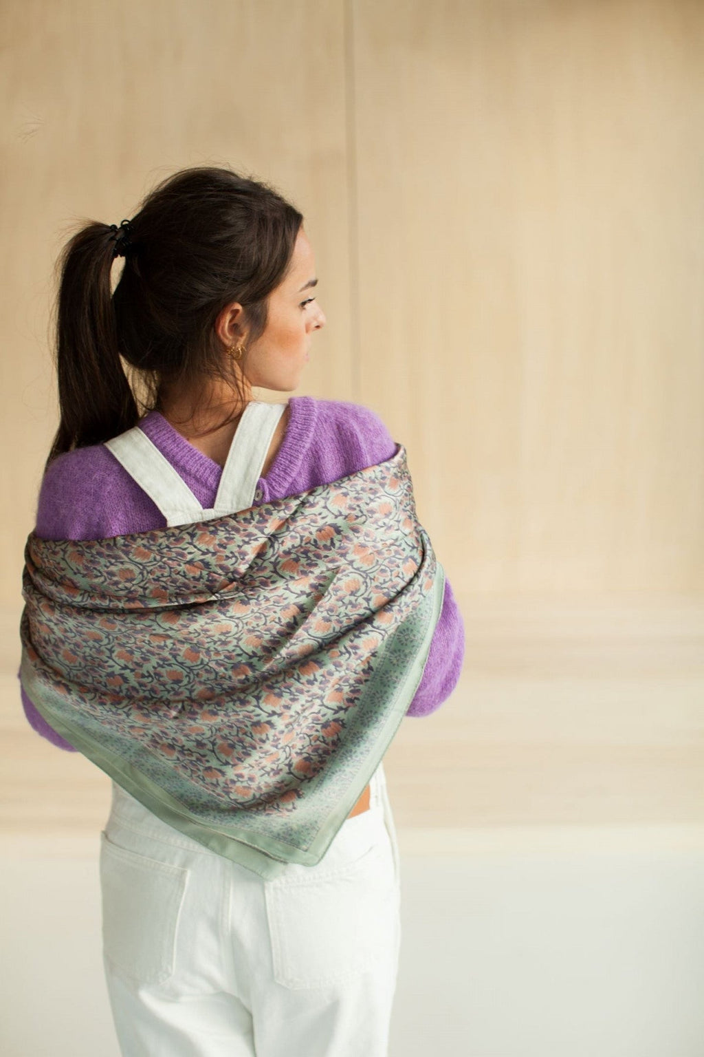 Big Foulard En Soie Latika "Amour" - Jade