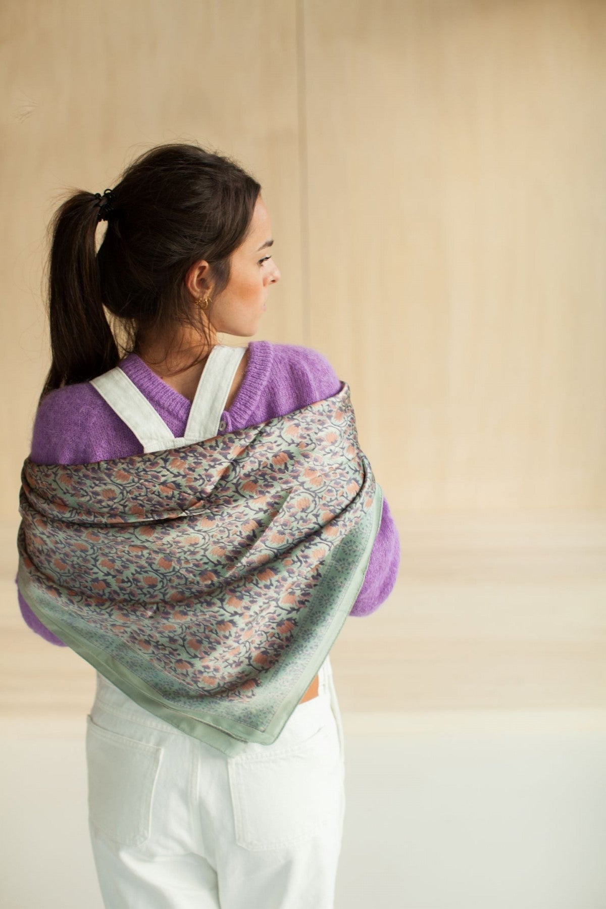 Big Foulard En Soie Latika "Amour" - Jade