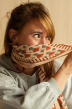 Big Foulard En Soie Latika "Poppy" - Nude