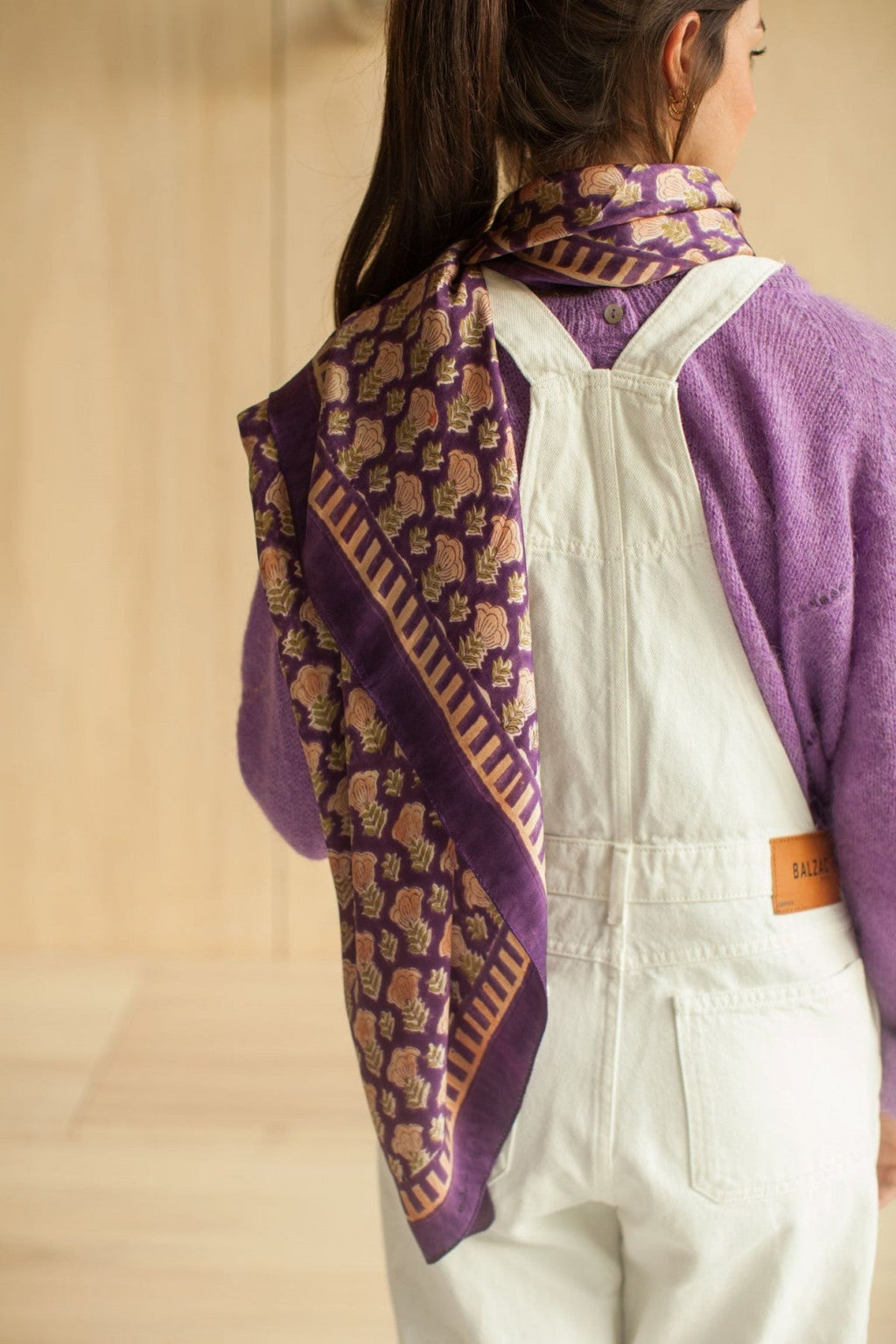 Big Foulard En Soie Latika "Poppy" - Raisin