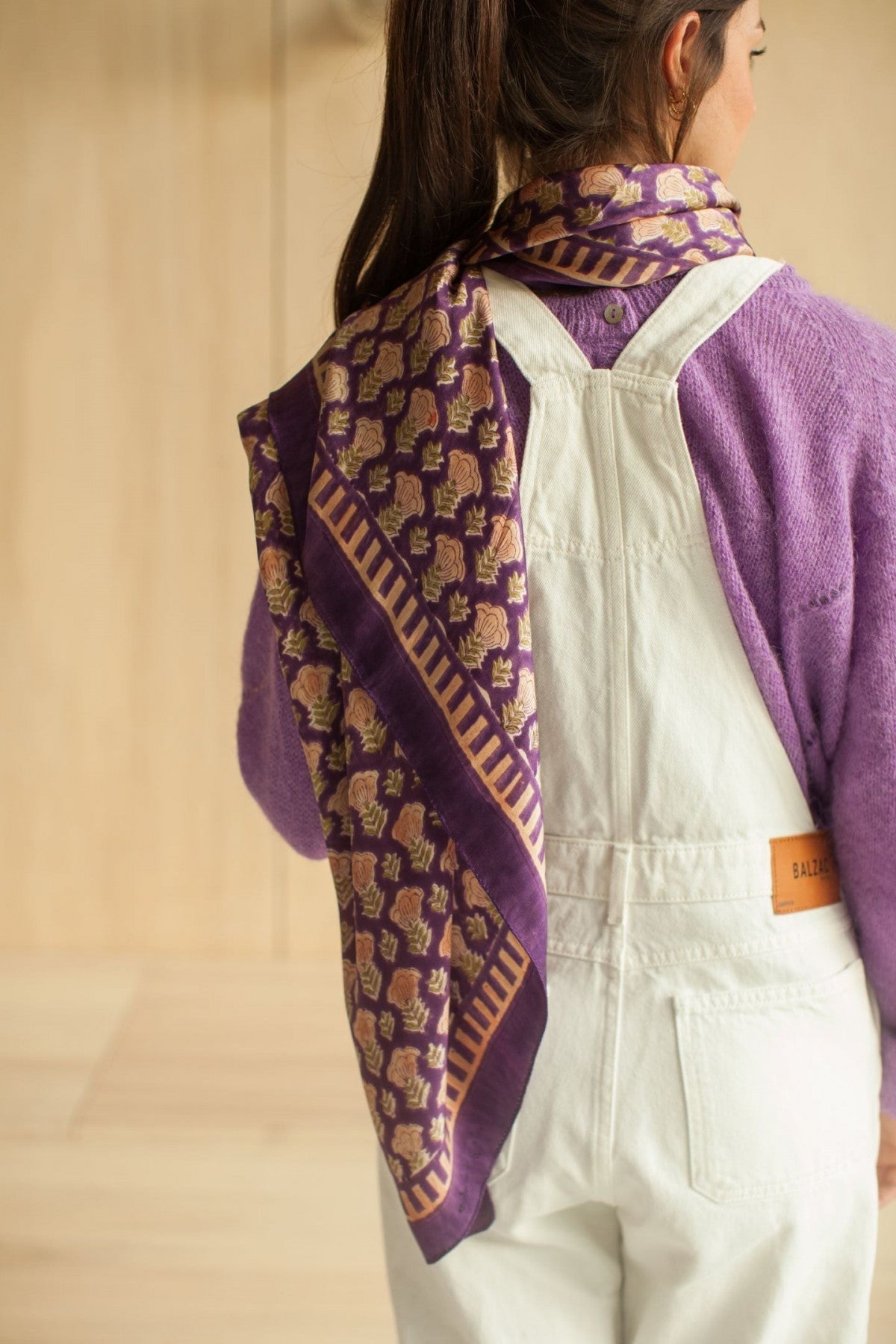 Big Foulard En Soie Latika "Poppy" - Raisin